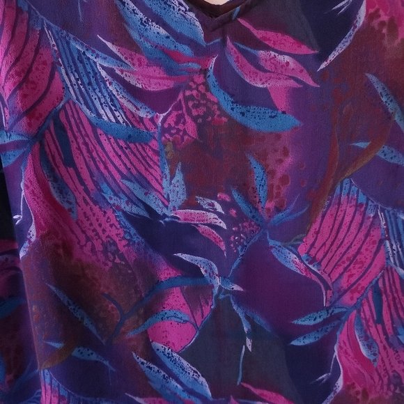 Robbie Bee Vintage Silk Shift Dress Botanical Pattern Sz 12 Vacation Resort - Picture 4 of 9